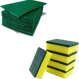 CRAFTS HAVELI Home Cleaning Combo – 4Pc Green Scrub Pads & 2Pc 2-in-1 Sponge Scrubbers for Kitchen & Multipurpose Use-image-4