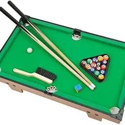 Black Foru Tabletop Pool Table for Kids | Includes 15 Colored Balls, Cue Ball, 2 Pool Sticks, Chalk Cube & Triangle | Indoor Game Toy (Brush Not Included) image 1