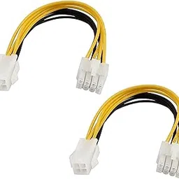 2 Pcs 4 Pin Male to 8 Pin Female ATX CPU Power Connector Extension Cable Adapter, 17cm, Black, Yellow-picture-13