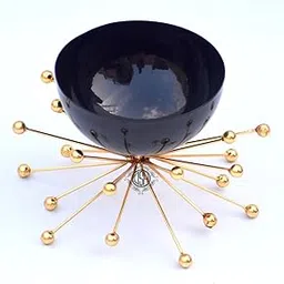 DSH Metal Modern Multiutility Snacks Decorative Bowl Table Designer Corporate Decorative Serving Bowls Set for Home Kitchen (7 x 7 x 4 Inches, Black & Gold)-image-3