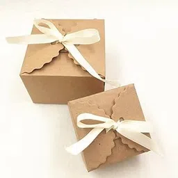 Glamifirsto Gift Boxes, Small Gift Boxes with Ribbon Foldable Personalised Party Favour Boxes, Candy Boxes,Treats Boxes for Holidays, Weddings, Christmas, Birthdays(3. * 3.* 2"),Kraft-20 piece-image-22