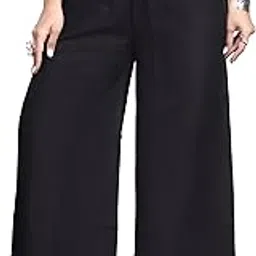 jugaadu style Palazzo Pants for Women | Premium Rayon Cotton | Elastic Waist, Solid Color, Stylish Wide-Leg | Comfortable High-Waisted Palazzo for All Occasions image 1