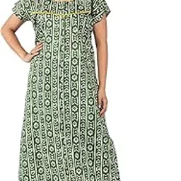 anglina Women's All Over Printed Open Front Full Cotton Nighty/Maxi/Nightgown/Nightwear WSR-122-picture-34
