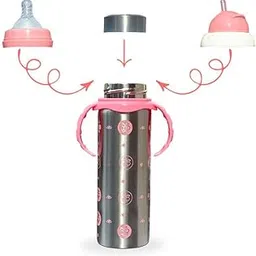 JOYFILLS 3 in 1 Baby Feeding Bottle | Stainless Steel Milk Bottle for baby| Water Bottle for School | Sipper Water Bottle for Kids | Stainless Steel 304| Multi-Functional Thermal Insulation | Nipple, Sipper & Straw| Spill Proof, BPA Free, Anti-Colic Nipple and Handles for Infants/Toddlers/Kids- 240 Ml-picture-38