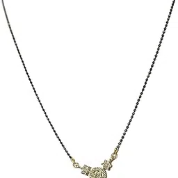 Gold Plated American Diamond Floral Circle Pendant Mangalsutra for Women | Stylish Black Beads Chain | Premium Traditional Jewellery-picture-17