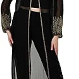 Meidum Size Exclusive Sequin Work Kaftan Abaya Long Front Open Islamic Gown Beaded Kimono Jacket Saree & Suit Cover-Up Dress for Eid, Wedding High Strret Fashion Cokctail Club Style Wear-image-33
