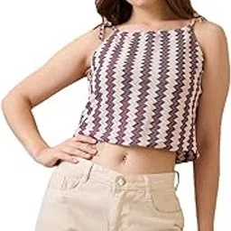 globus Women Tie-up Strappy Sleeve Chevron Pattern Crochet Crop Top-picture-52