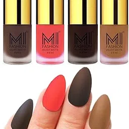 MI FASHION Velvet Matte Nail Polish Combo Pack Trendy And Stylish Colours 9.9ml Coffee, Neon Orange, Dark Brown, Dark Nude (Pack Of-4)-picture-41