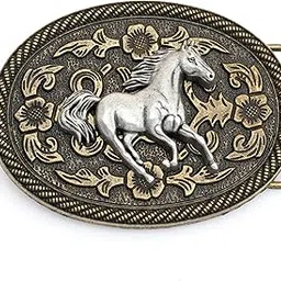 craftmemore Western Belt Buckle, Horse and Longhorn Designs, Antique Brass and Silver Finishes, Fits 1.5" Belts-picture-19