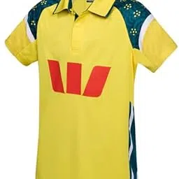 Australia ODI Jersey, Half Sleeve, Regular Fit, Polyester Cricket T-Shirt, Unisex Adult, Western Style (in, Numeric, 36, Yellow, Australia, Plain Back (NO Player Name))-image-7