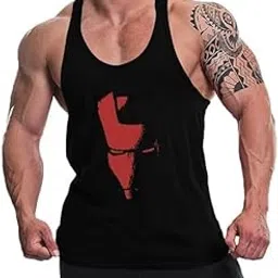 Men's Cotton Printed Sleeveless Racer Back Sports Gym Boxing Workout Activewear Bodybulding Quick Dry Fit Gym Vest Tank Top L2605-image-45