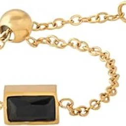 palmonas Dainty Black Stone Adjustable Chain Ring for Women - Gift for Girls & Women | Waterproof & Anti Tarnish Rings, 18k Gold Plated Rings-picture-31