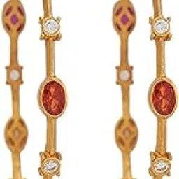Fashion Jewellery Navaratna Gold Polished 92.5 Silver Temple Bangles, Best for Casual Wear & Special Occasion-image-53