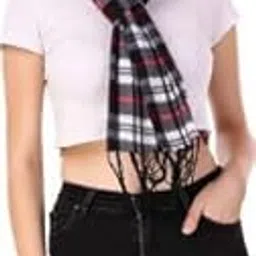� Men & Women Winter Warm Woolen Fleece Checkered Muffler Scarves Stoles Black Color (Style-2)-image-91