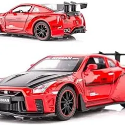 FEXXA 1:32 Scale Exclusive Alloy Metal Pull Back Die-cast Car Model with Sound Light Mini Auto Toy for Kids Metal Model Toy Car with Sound and Light? (1:32 Nissan GTR -RED)-picture-30