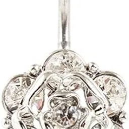 kacheeg Rose Diamond Belly Button Ring | Stainless Steel Curved Rod Navel Piercing Jewelry for Women-picture-14