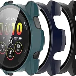 Protective Case Compatible with Garmin Forerunner 265S Screen Protector Anti Drop Hard PC Full Cover Tempered Glass Protector Cases for Forerunner 265s Watch,Black/Green/Blue-image-11