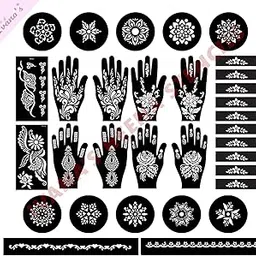 Ivana's Set of 32 Pcs Combo Pack, Reusable Mehandi For Hands Henna Tattoo Stencil For Women, Girls and Kids Easy To Use In Just 4 Steps Indian Design Collection, C-2334-picture-25