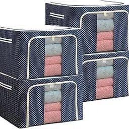 Kenayo Impex Storage Organizer Storage Bag 66L Large Capacity with Reinforced Handle Thick Fabric for Comforters, Blankets, Bedding, Foldable with Sturdy Zipper, Open Bags (Pack of 2) (66L)-picture-33