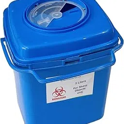 Goyal steel & furniture Bio Medical Hospital use Sharp Container Puncture proof Made of Polypropylene (blue, capacity-5L)-picture-32