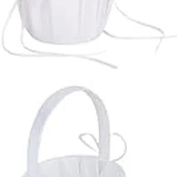 TRENDIVIBE 2Pc Ivory/White Satin Flower Girl Basket Crystal Rhinestone for Wedding Ceremony-picture-12