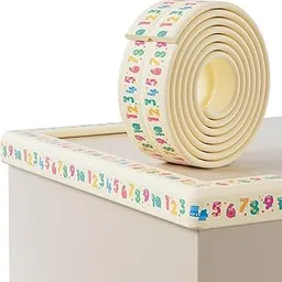 BabySafeHouse Multifunction Printed Furniture Edge Guard Strip Pre-Taped with Adhesive (6.5ft- Number Print in Beige Color) for Baby Proofing & Child Safety-image-13