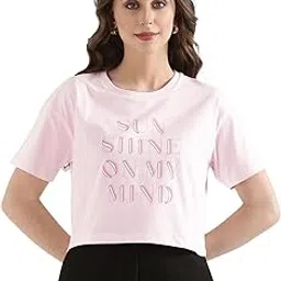 snap and spark Women’s Cotton Crop Top | Graphic Printed Half Sleeve Tee | Round Neck Casual Fit | Trendy Fashion Top for Girls-picture-33