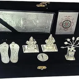Diwali Gift Set for laxmi puja/Silver Laxmi Ganesha Murti/Silver Tulsi/Silver Coin/Shree Yantra/Silver Laxmi ji charan paduka/Silver Note for Diwali puja,Diwali Gifts,Family,Friends,Gift Hamper-image-20