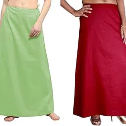 Guddan Women's Cotton Readymade Petticoat Underskirt Indian Lining for Saree (Free Size)-image-0
