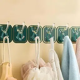 Magic Sticker Self Adhesive Wall Hooks | Durable Cloth & Kitchen Hangers | No-Drill Wall Hanger Hooks for Home Organization, Bathroom & Kitchen (Green)-picture-15