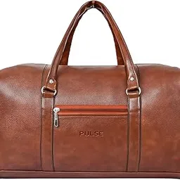 Pulse Weekender Premium Duffle Bag with Shoe Pocket for Travel for Men and Women Made of PULeather with Attachable Shoulder Strap Cabin Holiday Bag [4953] (Tan)-picture-58