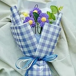 Crafted Bucket 1pcs Artificial Crochet Flower Bouquet/Artificial Flowers Bunch/Crochet flowers bouquet/Crochet flowers/Flowers Bouquet Gift for Girls Home Decor,gifting,etc. (Lavender)-picture-35