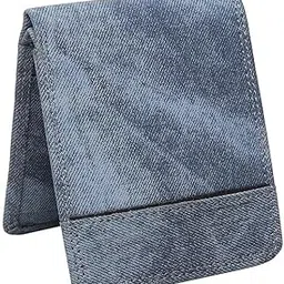 Men's Slim Bifold Wallet, Grey Textured Fabric, Compact Design,PU Leather Wallet for Men | 3 Card Slots | 2 Currency & Secret Compartments | 1 Coin Pocket-picture-34