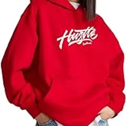 trond Women's Round Neck Full Sleeve Loos Fit Hooded/Hoodie Sweatshirt for Women(Color : Red)-picture-44