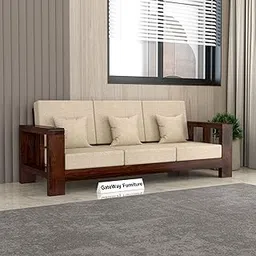 GateWay Furniture Sheesham Wooden Sofa Set 3 Seater - Premium Wooden 3 Seater Sofa for Living Room with Comfortable Cushion - Solid Wood Sofa for Home & Office Furniture (Design 39)-image-64