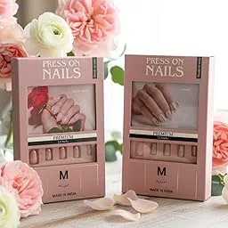Matrut™ Ready To Wear Nails - Combo [BLUSH BEAM & LUNARA] | Instant Peel & Stick | Included X-strong Organic Liquid Glue Option | Premuim 12 False Nails Each | Pack of 2 | Regular wide-image-74