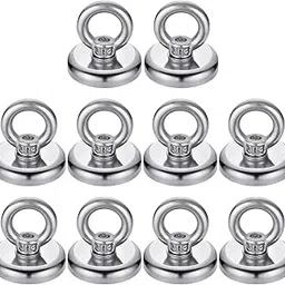 FINDMAG 40 LBS(18KG) Magnetic Hooks Super Strong Neodymium Magnetic Hooks with Countersunk Hole Eyebolt for Home Kitchen Workplace Office and Garage - 10 Pack-picture-49