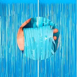 THE FOMO FACTORY 3ft x 6ft Pastel Blue Foil Fringe Curtain, Pack of 2 | Tinsel Backdrop for Boys Birthday Decoration, Baby Shower, Photo Booth, Anniversary, Graduation, Wedding, Events, Wall Decor-picture-56