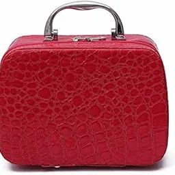 Buy Villa Stylish Makeup Bag for Women and Girls | Cosmetic Organizer Pouch with Zipper for Travel, Daily Use & Storage | Spacious, Durable, and Waterproof Beauty Bag (Red)-picture-23