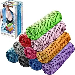 Ponpon 10pcs Cooling Towel Ice Towel Cooling Towels for Neck and Face Microfiber Cooling Towel for Gym, Travel, Yoga, Camping, Running, Outdoor Sport (10 Colors)-picture-27