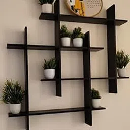 RWC Wooden Dual Squares Wall Shelf| Wall Mount| Wall Rack| Wall Cabinet| Floating Wall Shelves for Home Decor, Living Room, Kitchen, Bedroom, (Black)-picture-11