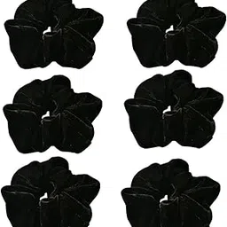 6 Pcs Black Color Large Size Velvet Scrunchies for Women Hair Elastic Bands-picture-28