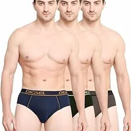 Men's Solid Colour Briefs – Combed Cotton, Outer Elastic Waistband, Fogg-image-0