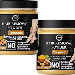 SLUKRL Turmeric Facial Wax Powder | 7 min Painless Natural Face Hair Removal Waxing Powder | Easy to use at home | No chemicals - No Irritation | No Skin rashes 200 gm (Pack of 2)-picture-27