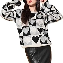 berrylush Women Heart Printed Round Neck Acrylic Ribbed Hem Regular Pullover-picture-28