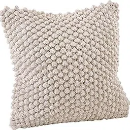 SARO LIFESTYLE Camargue Collection 3519.I20S Crochet Pom Throw Pillow with Down Filling, 20", Ivory-picture-15
