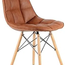 Finch Fox Eames Replica Quilted Faux Leather Living Room Dining Chair for Cafe, Side, Kitchen Breakfast, in Tan Color-image-50