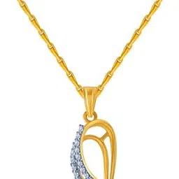 p.c. chandra jewellers 14k (585) Yellow Gold and American Diamond Pendant for Women-picture-32