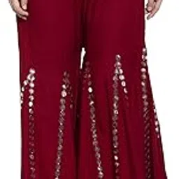 Rayon Embellished Flared Mirror Work Sharara Palazzo for Girls & Women-image-7
