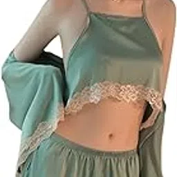 rani industries01 Rani Industries1 Womens Satin Lingerie Set Soft & Sexy Nightwear with Lace Adjustable Straps 2-Piece Sleepwear Set for Women Perfect for Honeymoon, Romantic Nights & Daily Comfort-picture-32